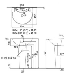 Alternative view of Chậu Lavabo Inax L-288V/L-288VD Treo Tường Kèm Chân Dài