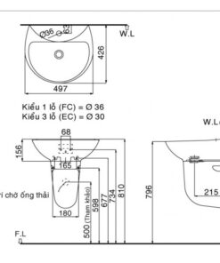 Alternative view of Lavabo Treo Tường Inax L-285V/L-288VC Kèm Chân Ngắn