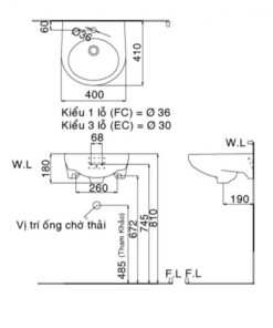 Alternative view of Chậu Rửa Lavabo Inax L-282V Treo Tường Cở Nhỏ