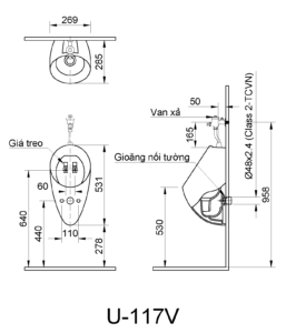 Bồn Tiểu Nam Inax U-117V 4 U 117V banve