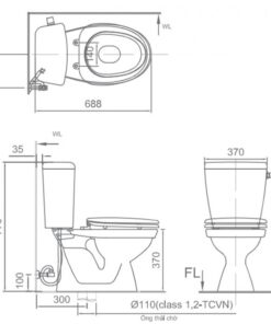 Alternative view of Bồn cầu 2 khối INAX C-117VAN xả gạt nắp êm