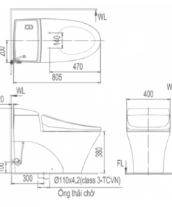 Alternative view of Bồn Cầu Nắp Điện Tử INAX AC-1008R/CW-H18VN