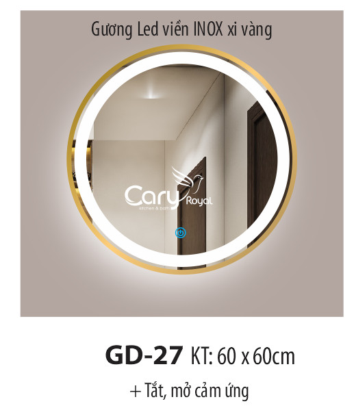 Gương tròn mạ xi vàng CARYROYAL GD-27