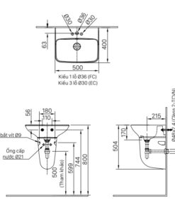 Alternative view of Chậu Rửa Lavabo Inax AL-289V Treo Tường Aqua Ceramic