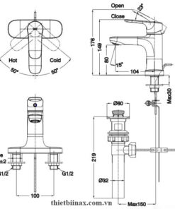 Alternative view of Vòi chậu Inax LFV-1401S Vòi chậu 3 lỗ nóng