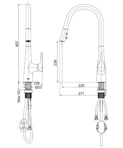 Alternative view of Vòi rửa bát Inax SFV-900SX, Vòi bếp dây rút chính hãng