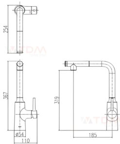 Alternative view of Vòi Rửa Bát Inax SFV-907SX (SFV907SX) Nóng Lạnh Rút Dây