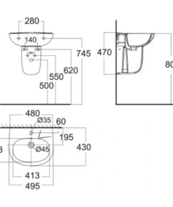 Alternative view of Chậu Rửa Lavabo American Standard VF-0947/VF-0741 Codie Treo Tường