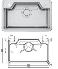 Alternative view of Chậu rửa bát chống xước Eurogold EUC88050EB liền khối
